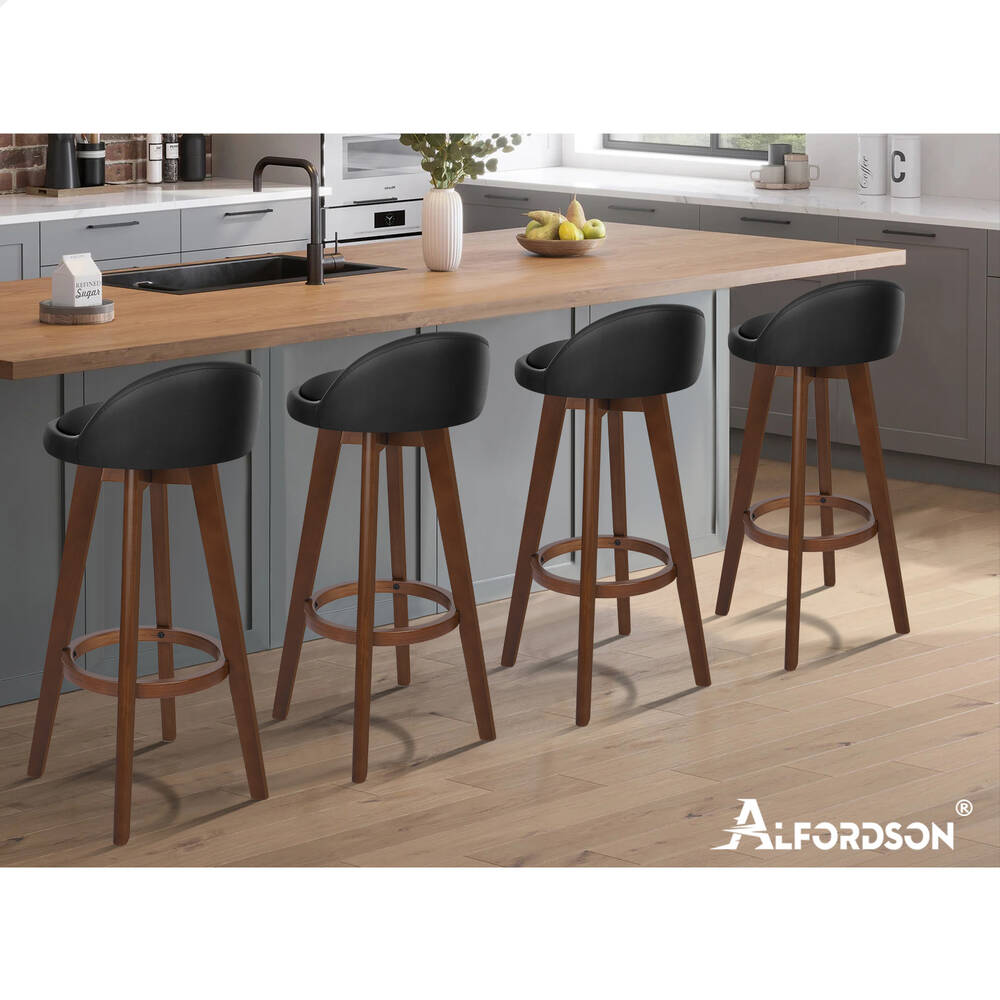 2x ALFORDSON Bar Stools Liam Wooden Black Brown