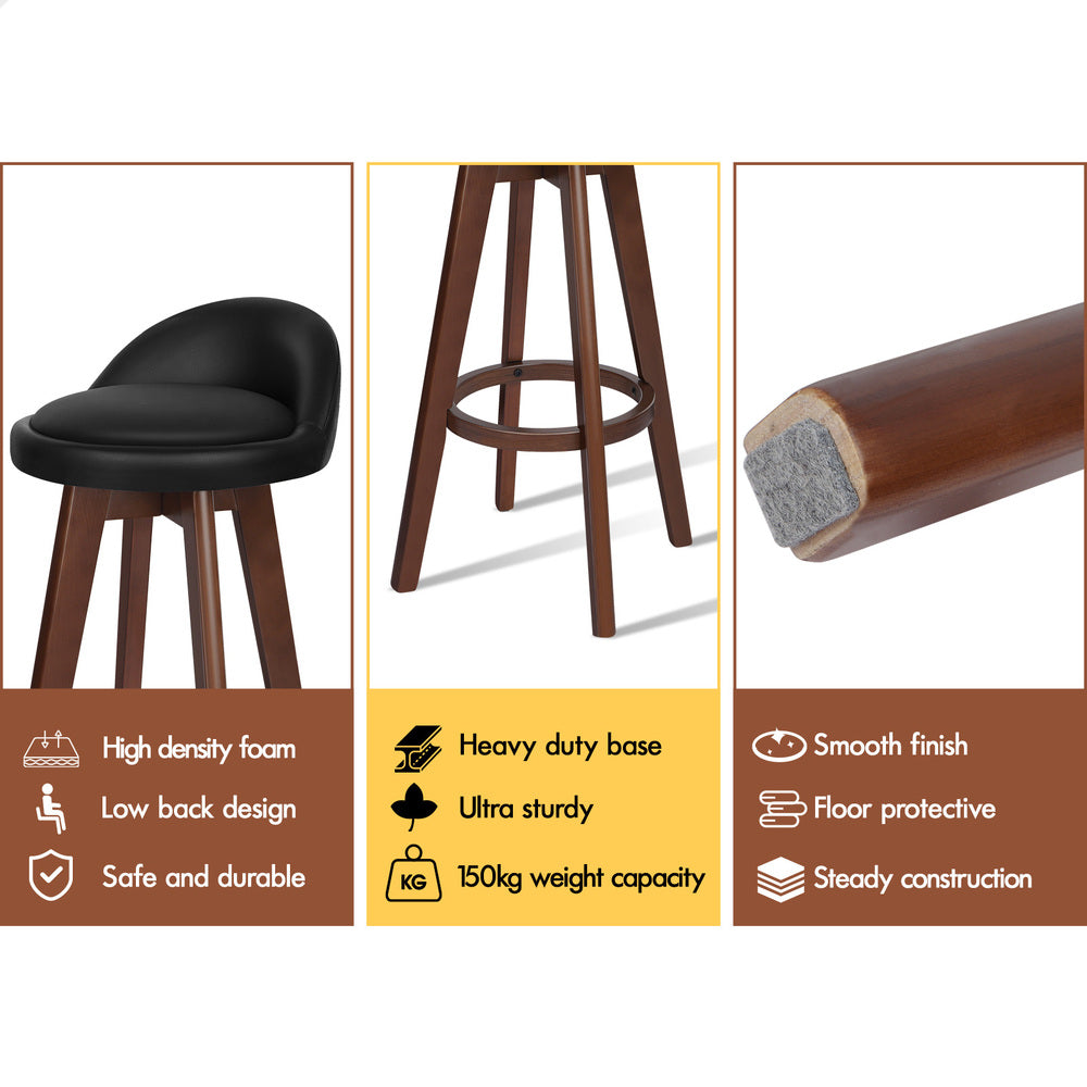 2x ALFORDSON Bar Stools Liam Wooden Black Brown