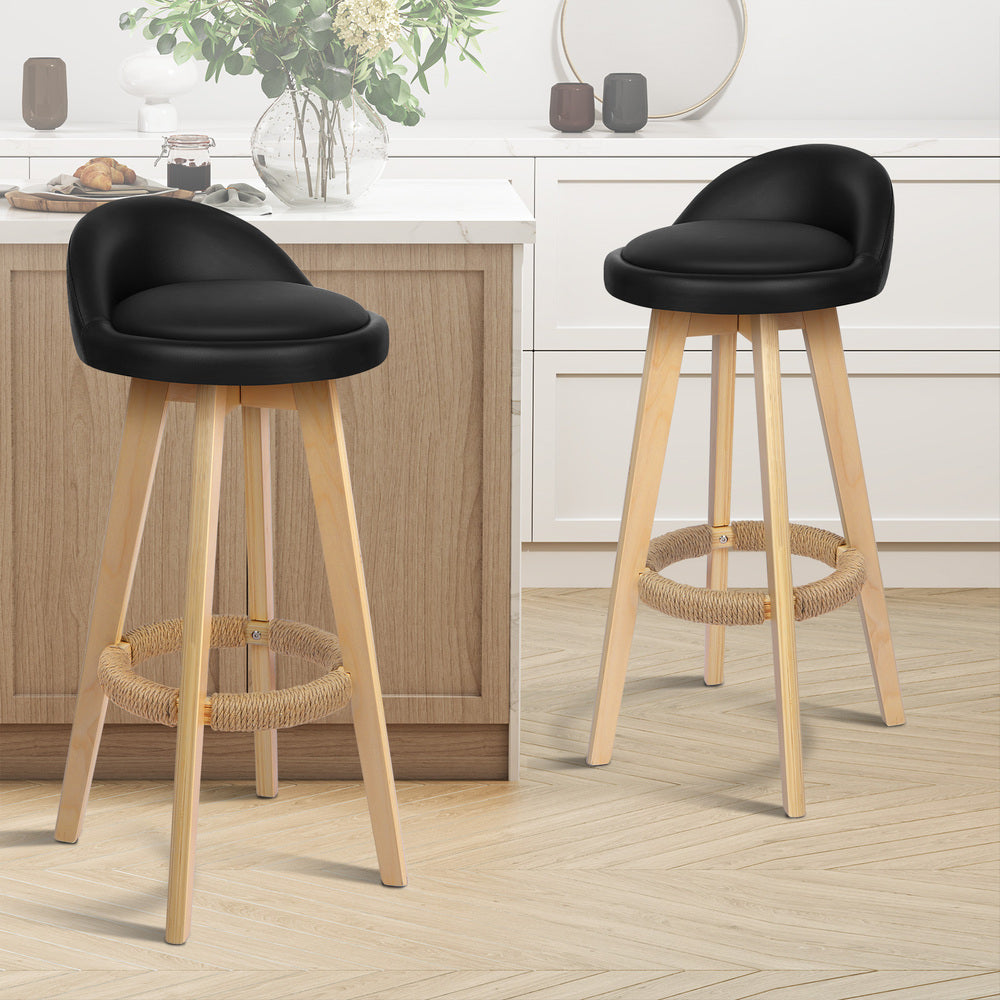 2x ALFORDSON Bar Stools Liam Wooden Black