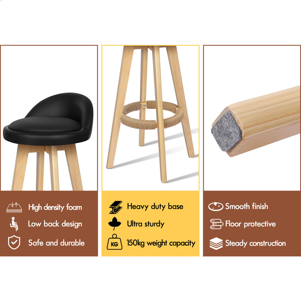 2x ALFORDSON Bar Stools Liam Wooden Black