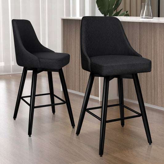 2x ALFORDSON Bar Stools Megan Swivel Metal All Black