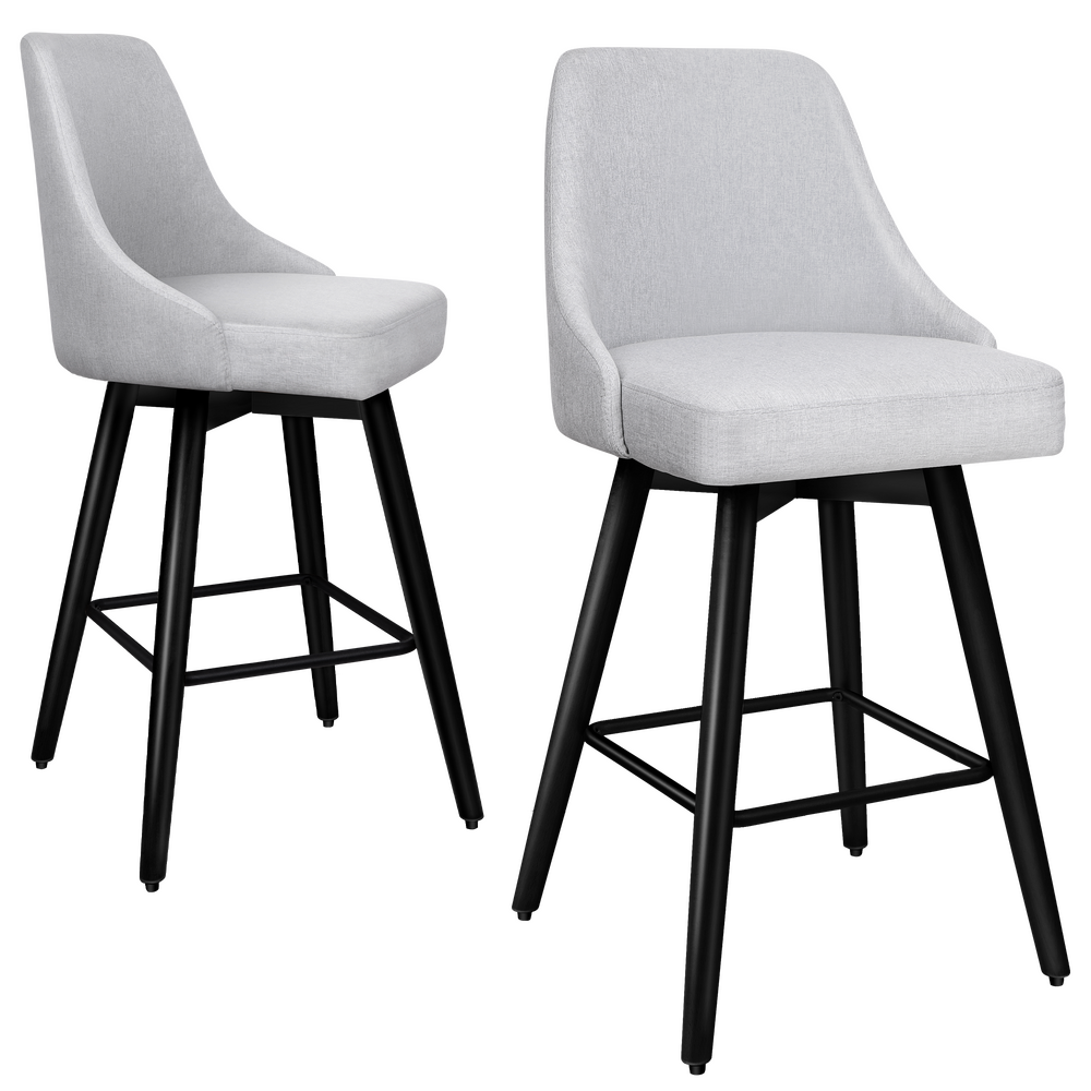 2x ALFORDSON Bar Stools Megan Swivel Metal Light Grey