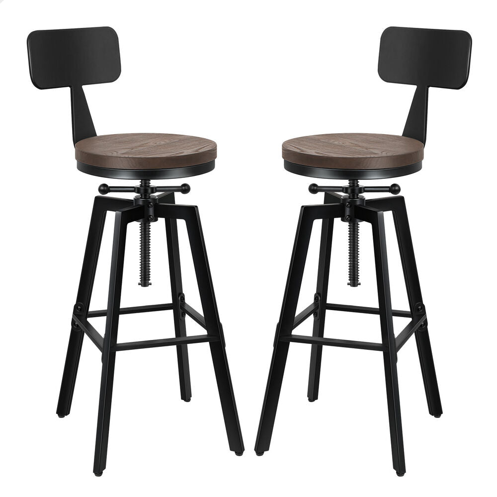 ALFORDSON 2x Bar Stools Ezra Backrest Industrial Black