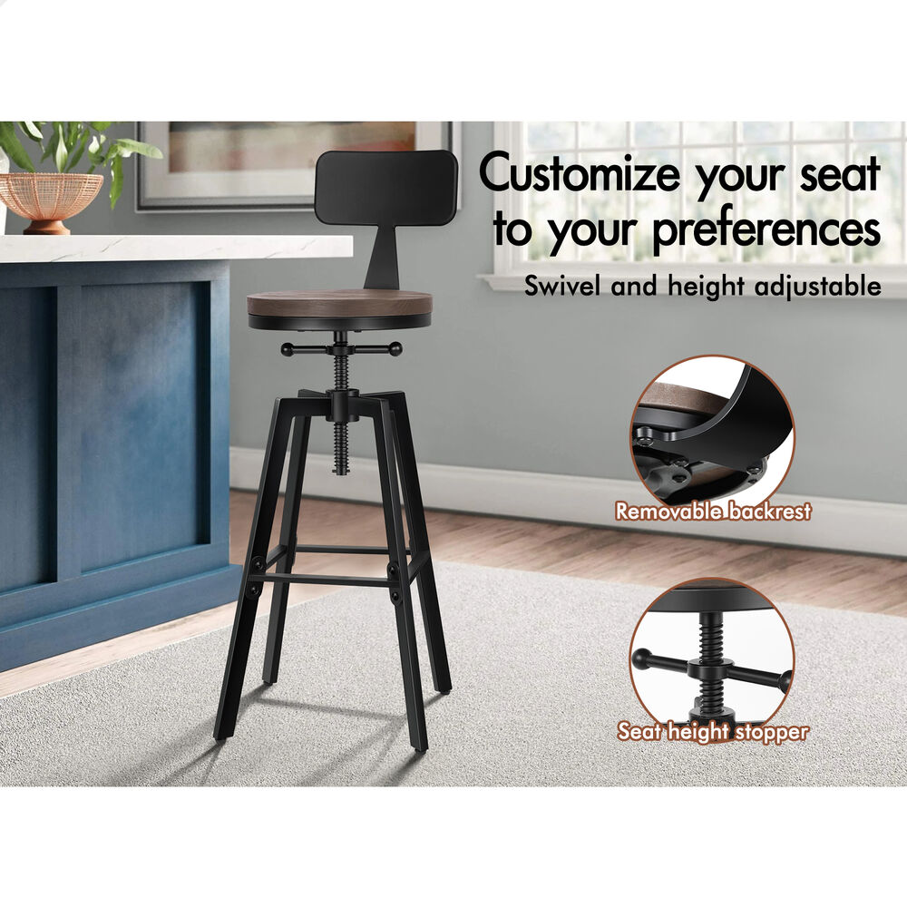 ALFORDSON Bar Stool Ezra Backrest Industrial Black