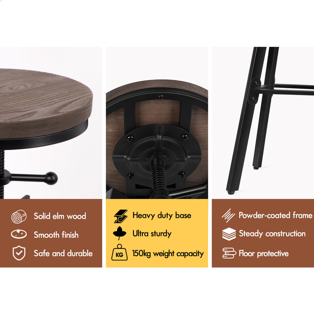 ALFORDSON Bar Stool Ezra Backrest Industrial Black