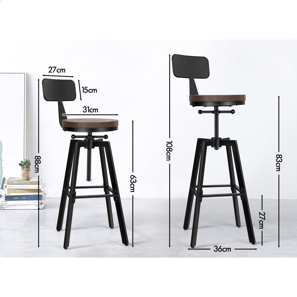ALFORDSON Bar Stool Ezra Backrest Industrial Black