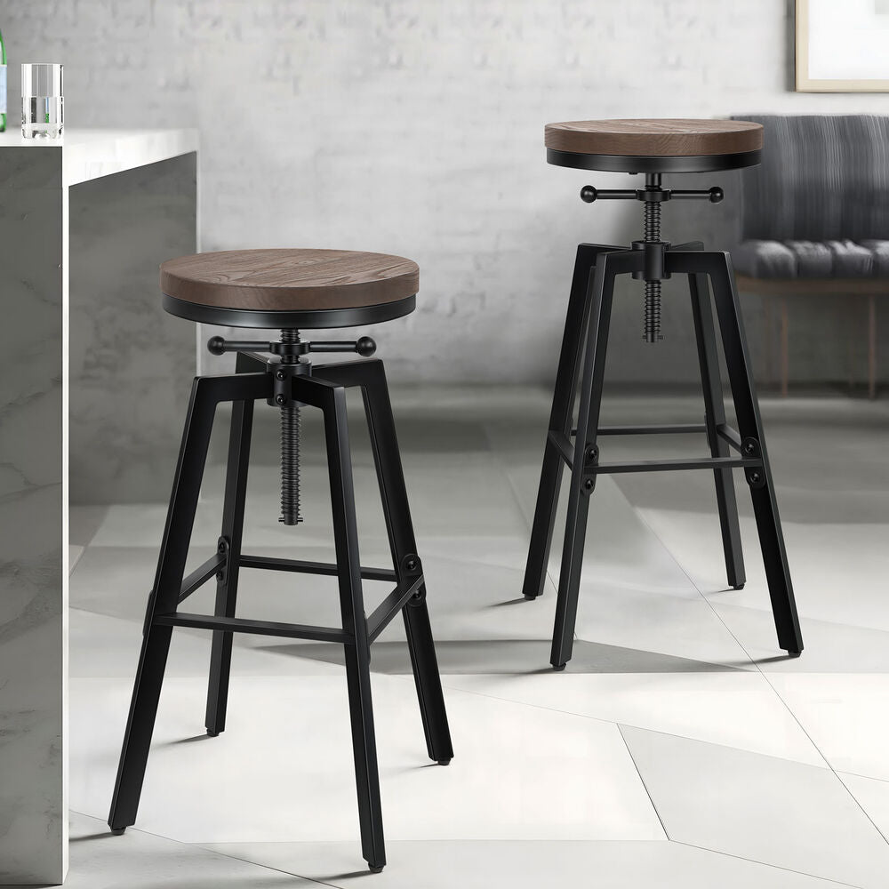 ALFORDSON 2x Bar Stools Ezra Industrial Black