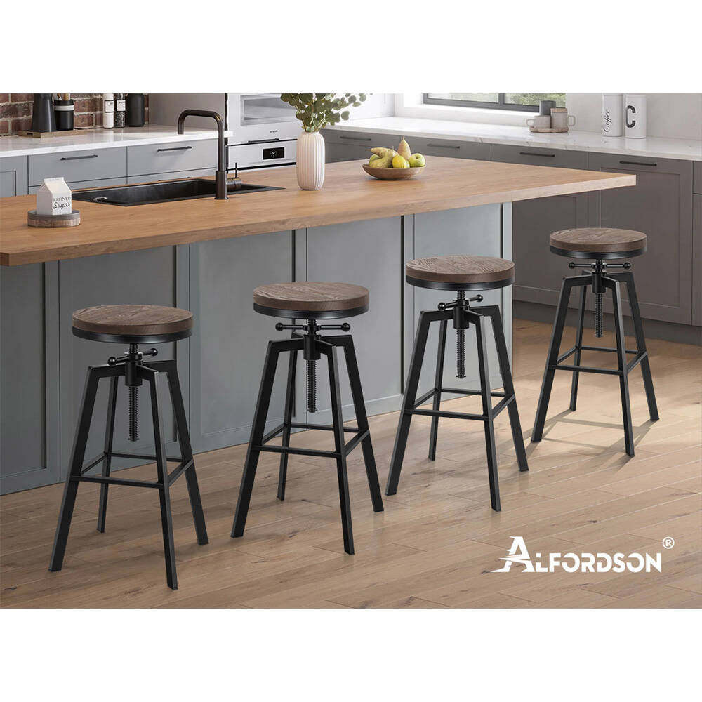 ALFORDSON 2x Bar Stools Ezra Industrial Black