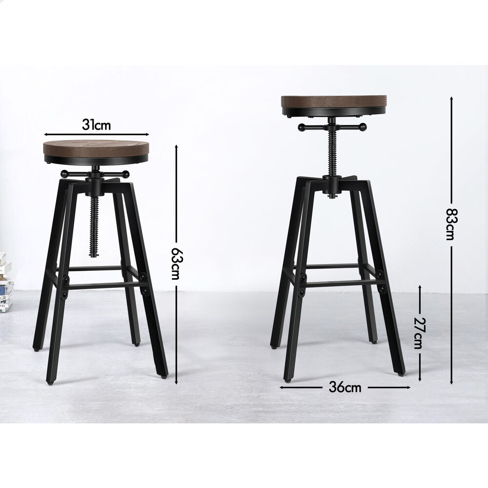 ALFORDSON 2x Bar Stools Ezra Industrial Black