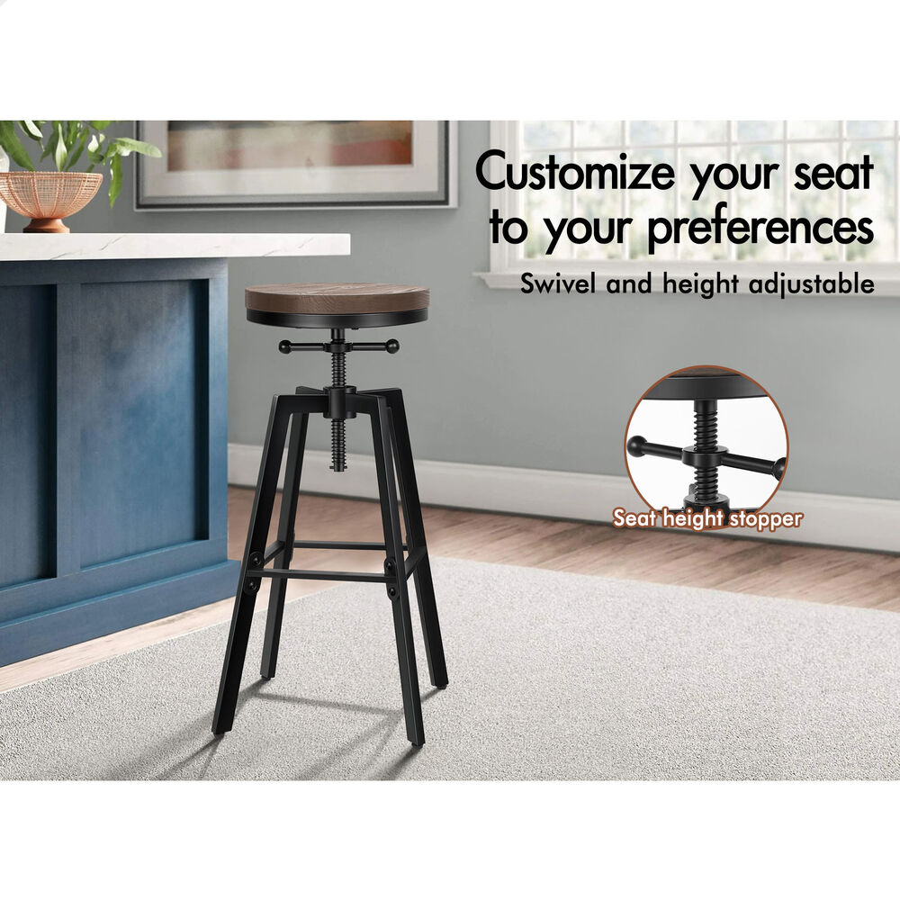 ALFORDSON 2x Bar Stools Ezra Industrial Black