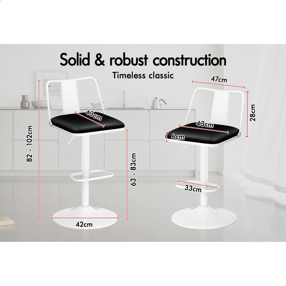 2x ALFORDSON Bar Stools Industrial Style Black White