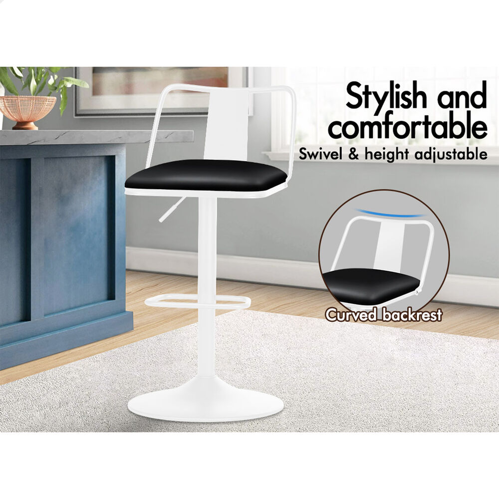 2x ALFORDSON Bar Stools Industrial Style Black White