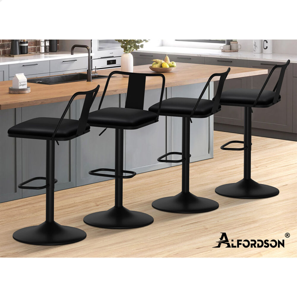4x ALFORDSON Bar Stools Industrial Style Black
