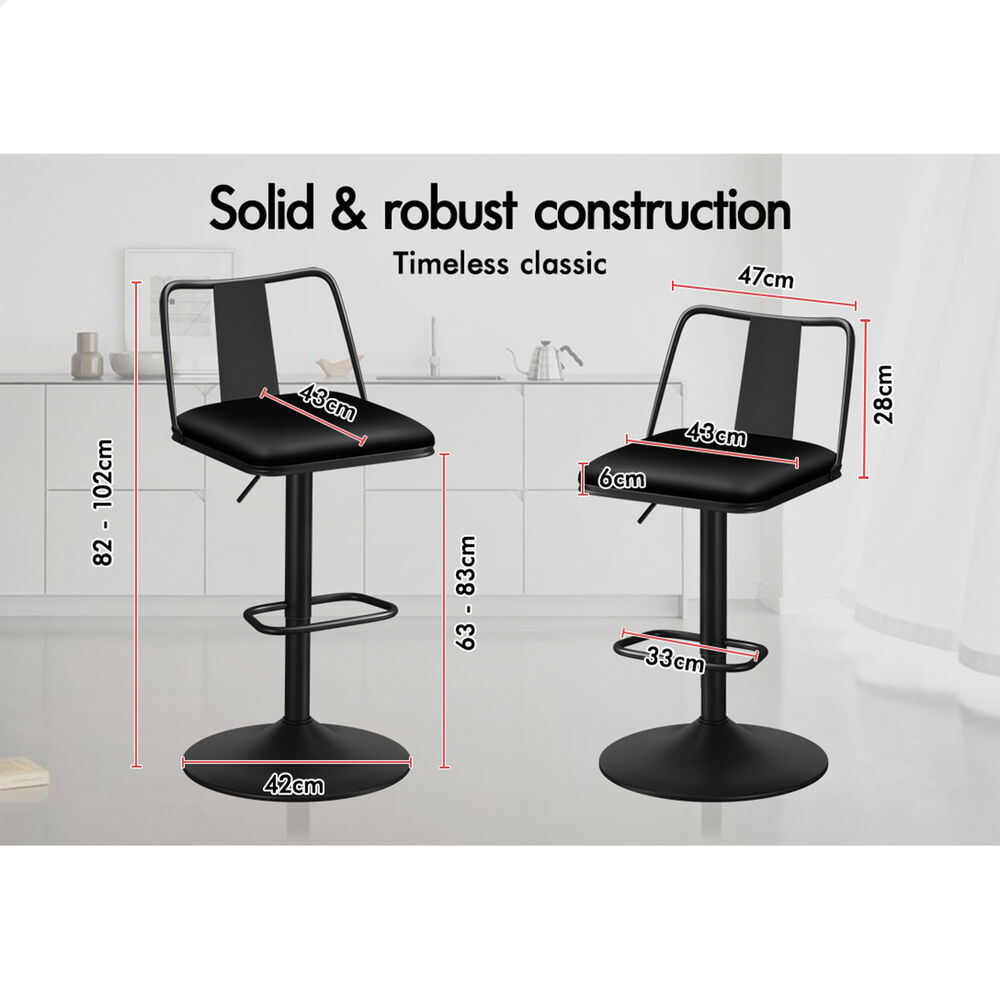 4x ALFORDSON Bar Stools Industrial Style Black