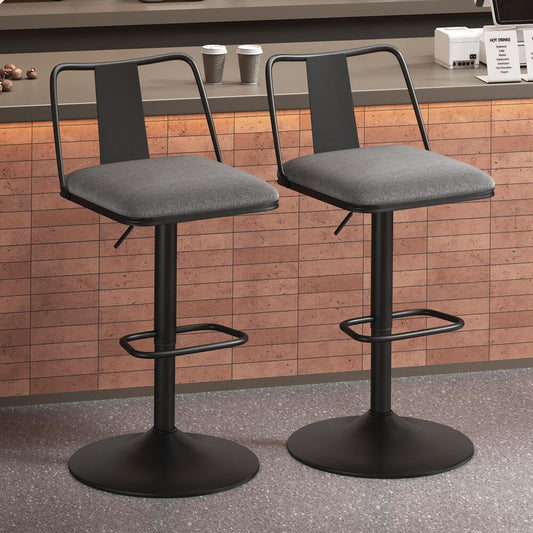 2x ALFORDSON Bar Stools Industrial Style Fabric Grey