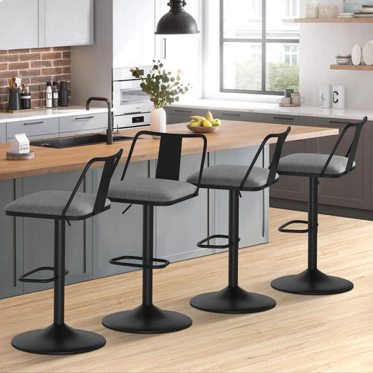 4x ALFORDSON Bar Stools Industrial Style Fabric Grey