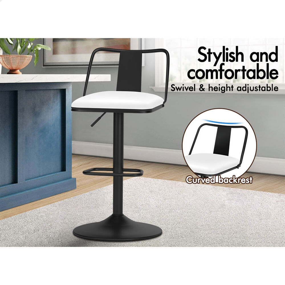 2x ALFORDSON Bar Stools Industrial Style White