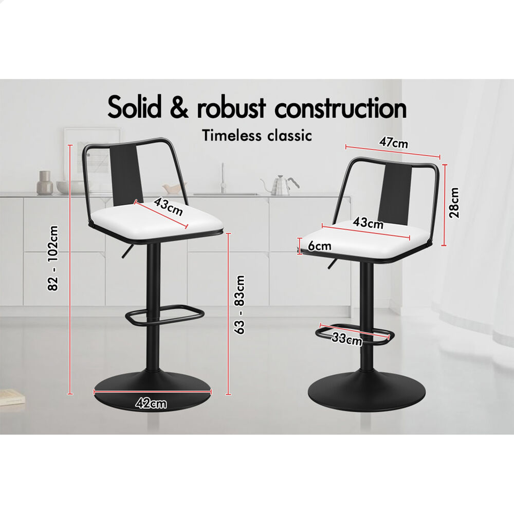 2x ALFORDSON Bar Stools Industrial Style White