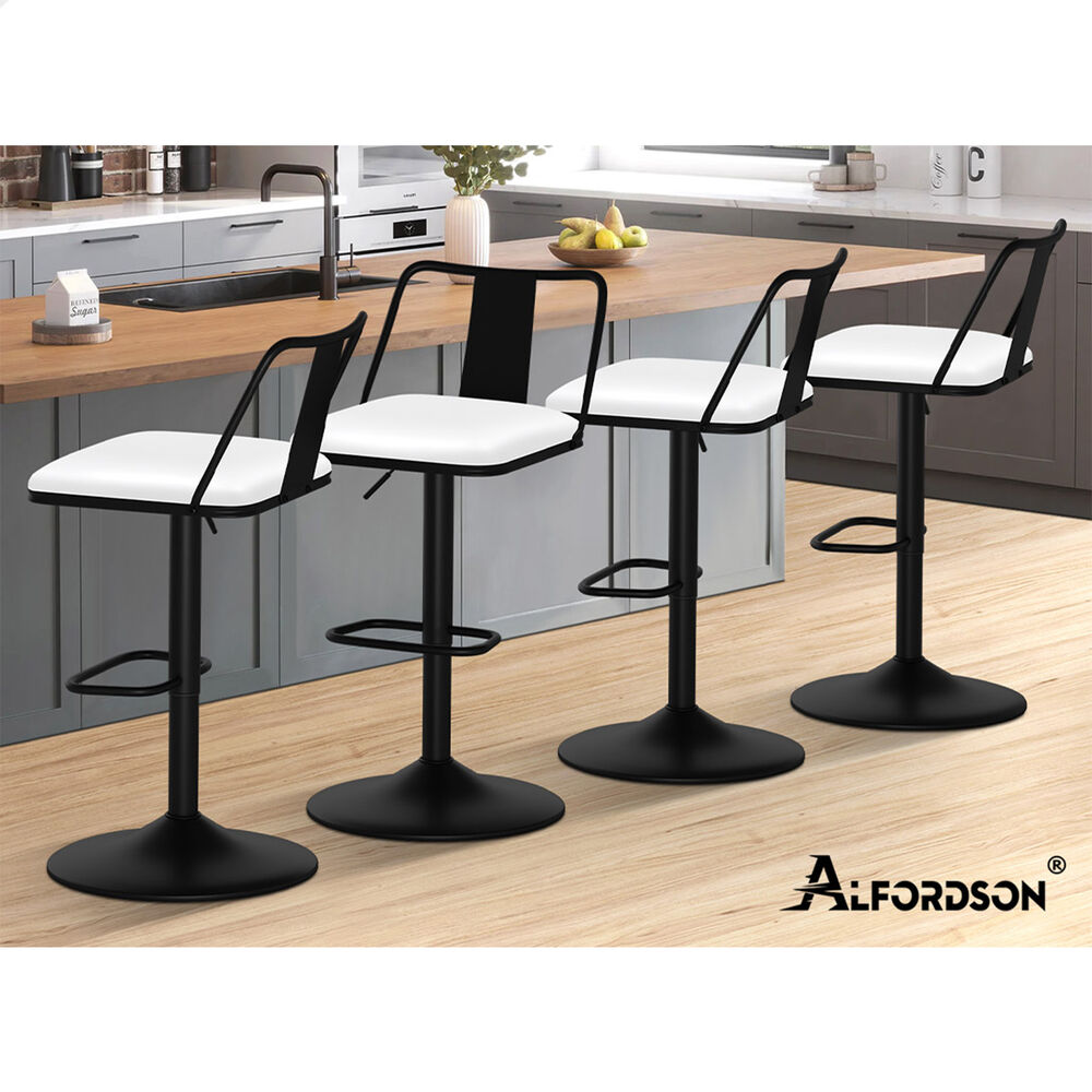 2x ALFORDSON Bar Stools Industrial Style White