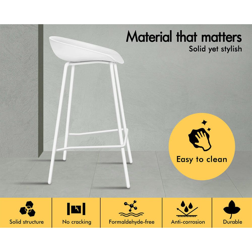 2x ALFORDSON Bar Stools Finn Counter Chairs White