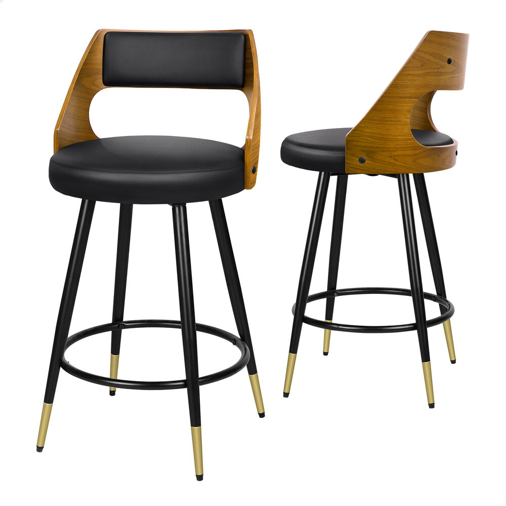 2x ALFORDSON Bar Stools Morgan Swivel Chairs Black