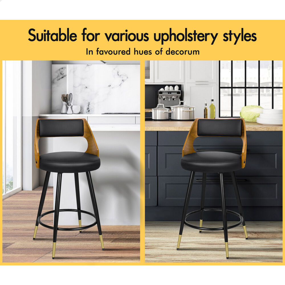 2x ALFORDSON Bar Stools Morgan Swivel Chairs Black