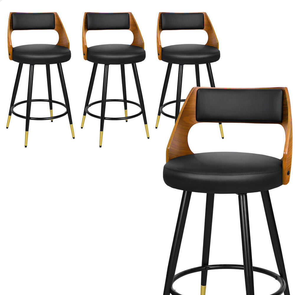 4x ALFORDSON Bar Stools Morgan Swivel Chairs Black