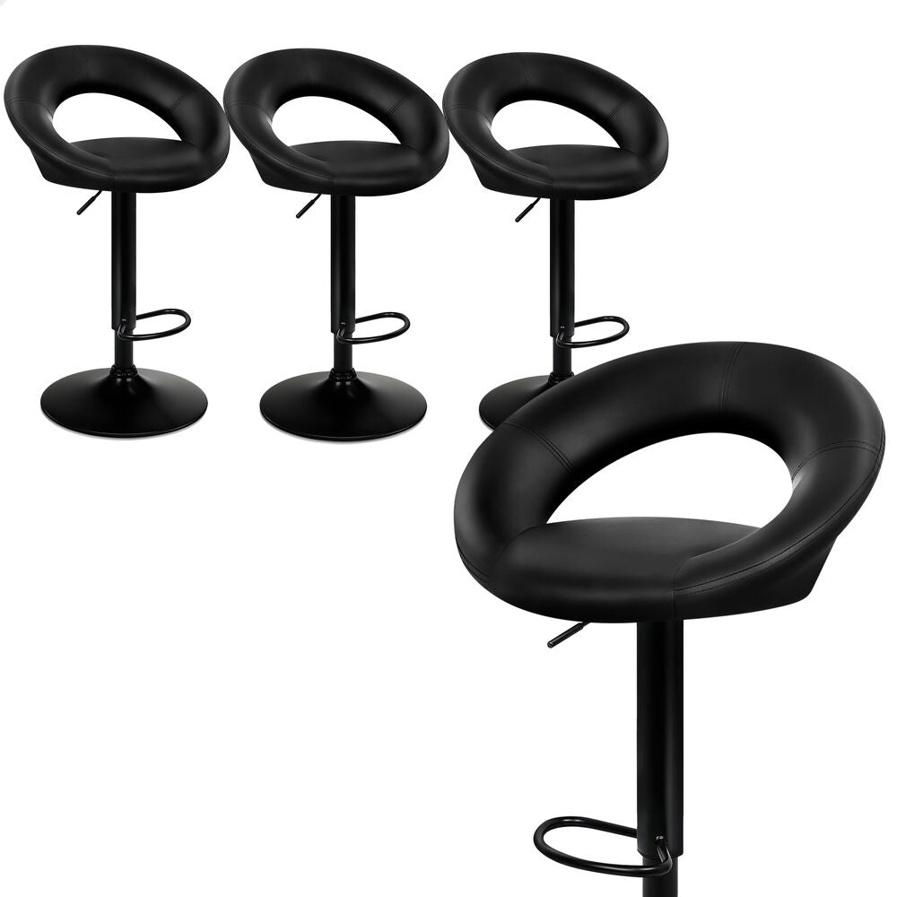 ALFORDSON 4x Bar Stools Ovadia Kitchen Swivel Chair Leather Gas Lift All Black