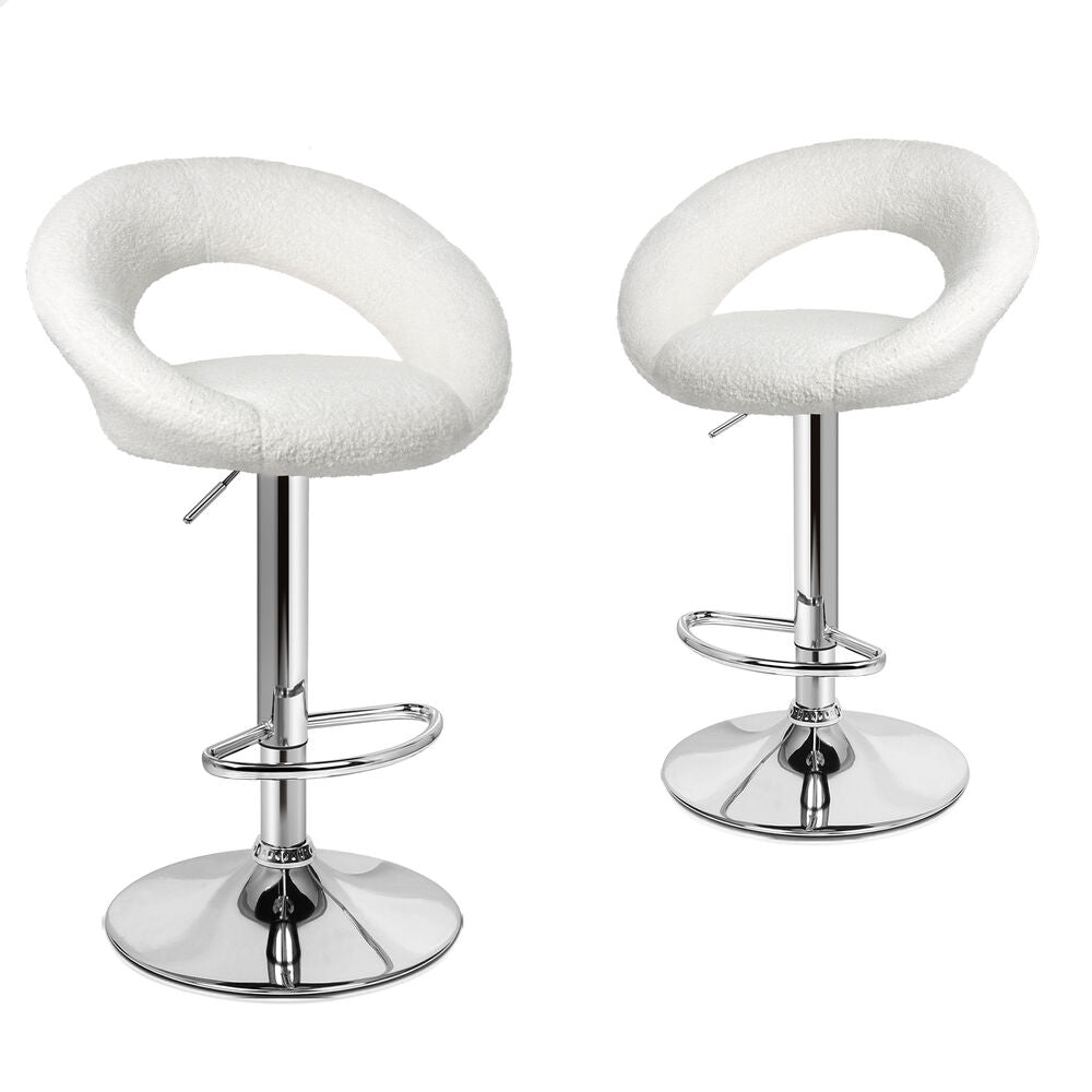 ALFORDSON 2x Bar Stools Ovadia Kitchen Swivel Chair Boucle Gas Lift White