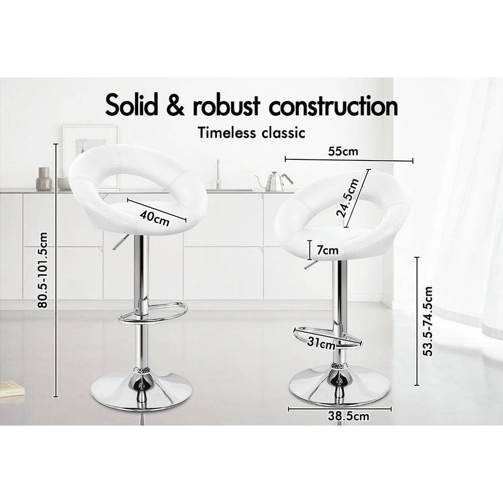 2x ALFORDSON Bar Stools Ovadia Gas Lift White