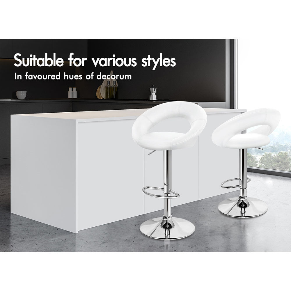 2x ALFORDSON Bar Stools Ovadia Gas Lift White