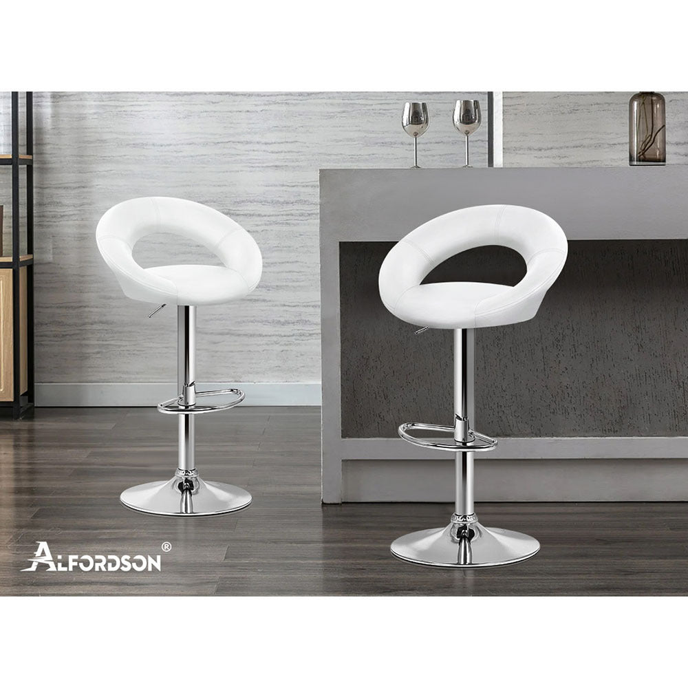 2x ALFORDSON Bar Stools Ovadia Gas Lift White