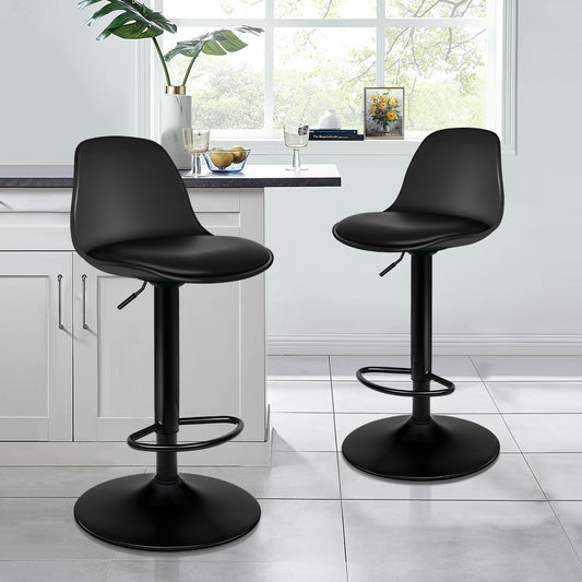 2x ALFORDSON Bar Stools Philip Leather Black
