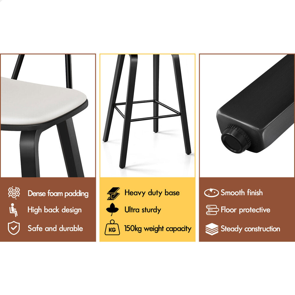 4x ALFORDSON Bar Stools Rattan Backrest Black White