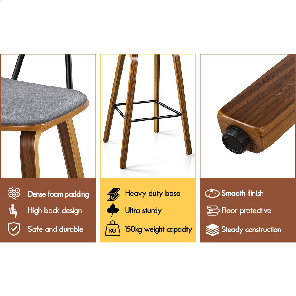 4x ALFORDSON Bar Stools Rattan Backrest Fabric Grey