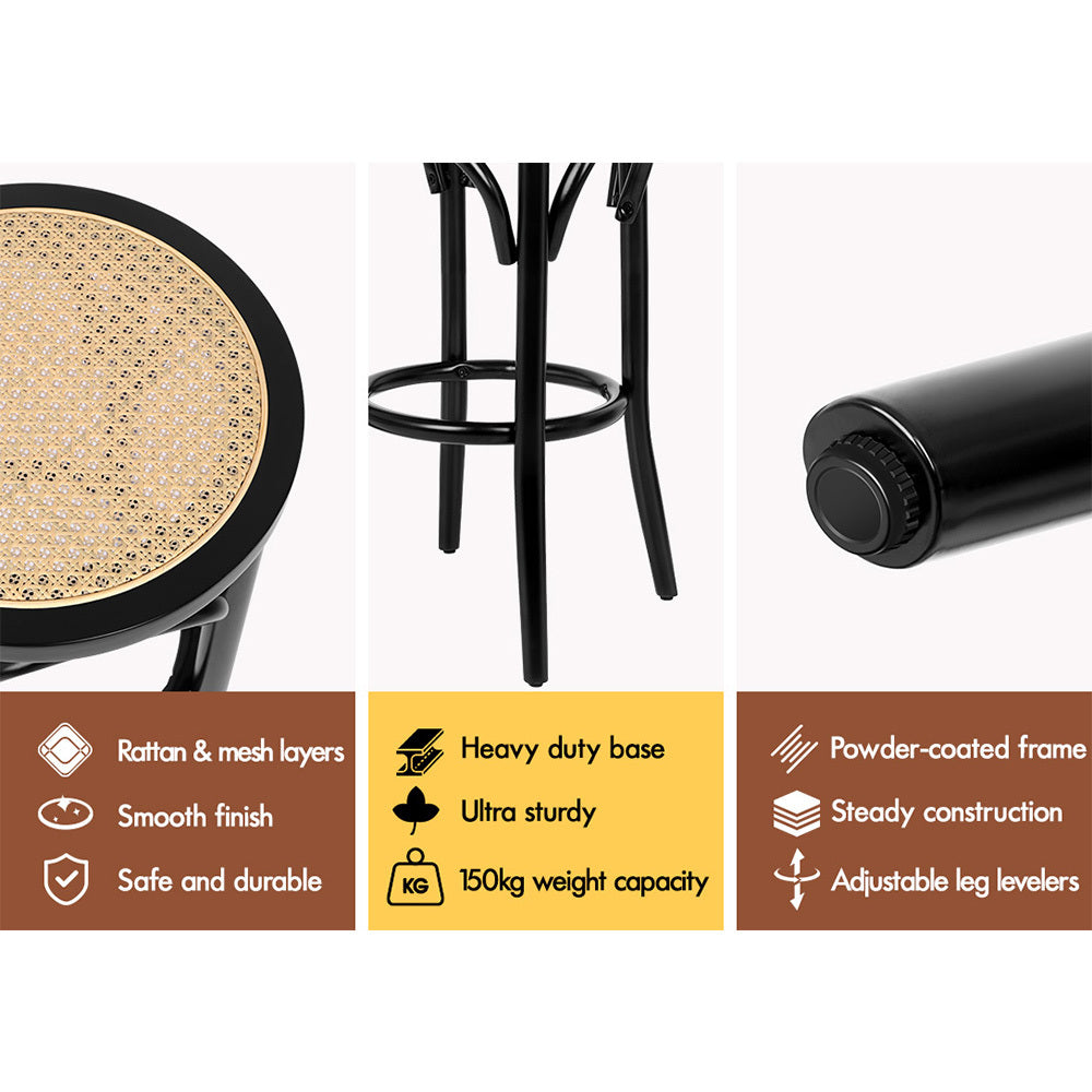 2x ALFORDSON Bar Stools Renata Rattan Black