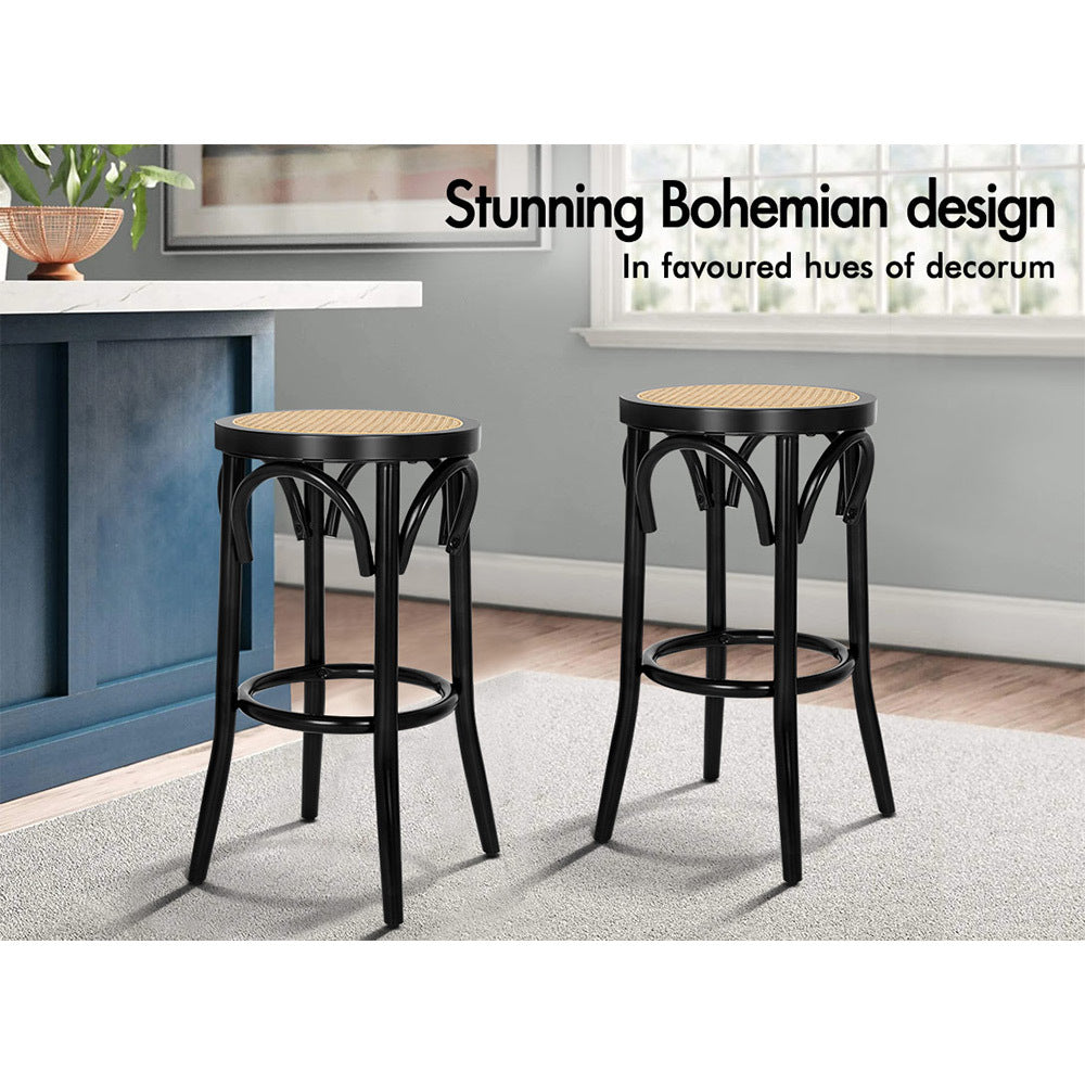 2x ALFORDSON Bar Stools Renata Rattan Black