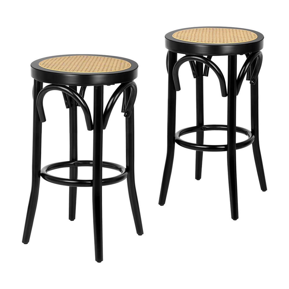 2x ALFORDSON Bar Stools Renata Rattan Black