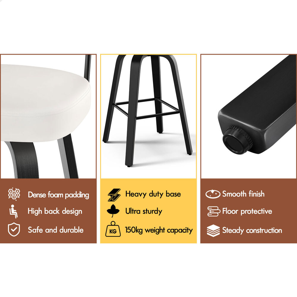 2x ALFORDSON Bar Stools Rattan Leather Black White