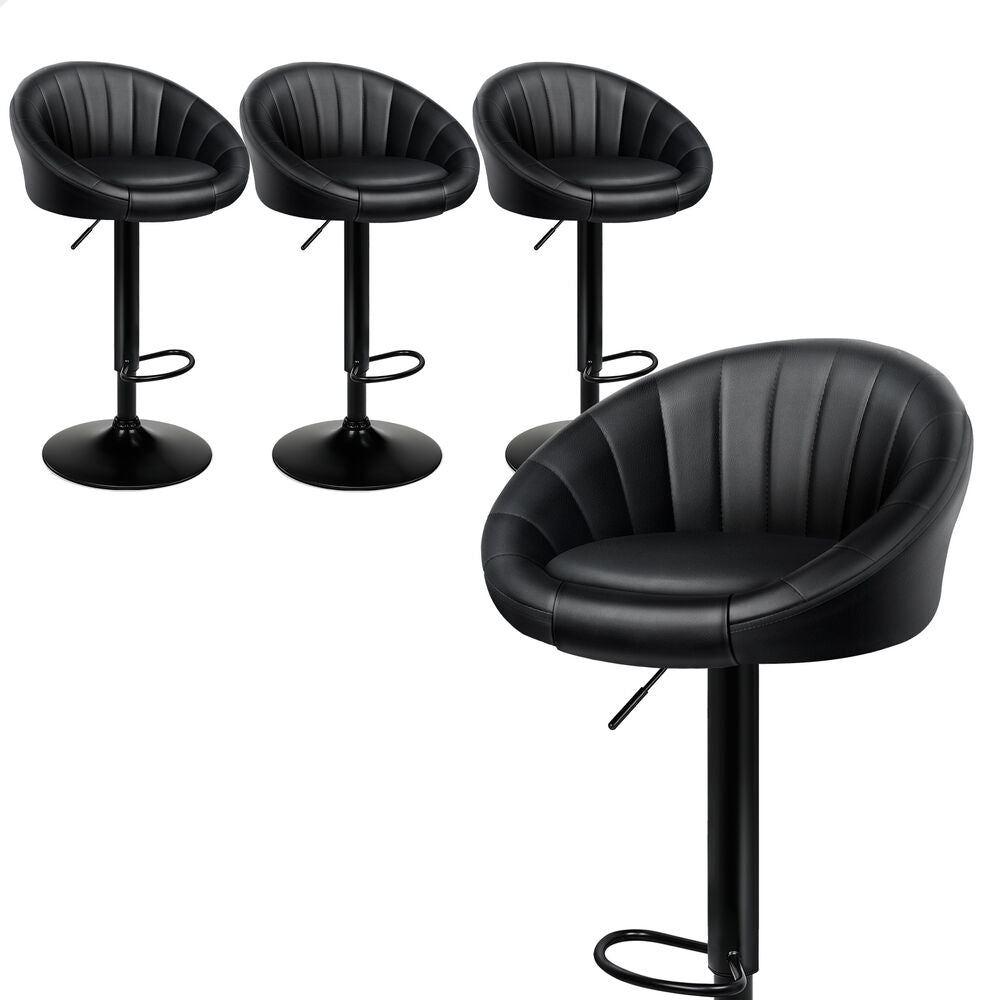 ALFORDSON 4x Bar Stools Gas Lift Leather Bar Chairs Kitchen Swivel All Black