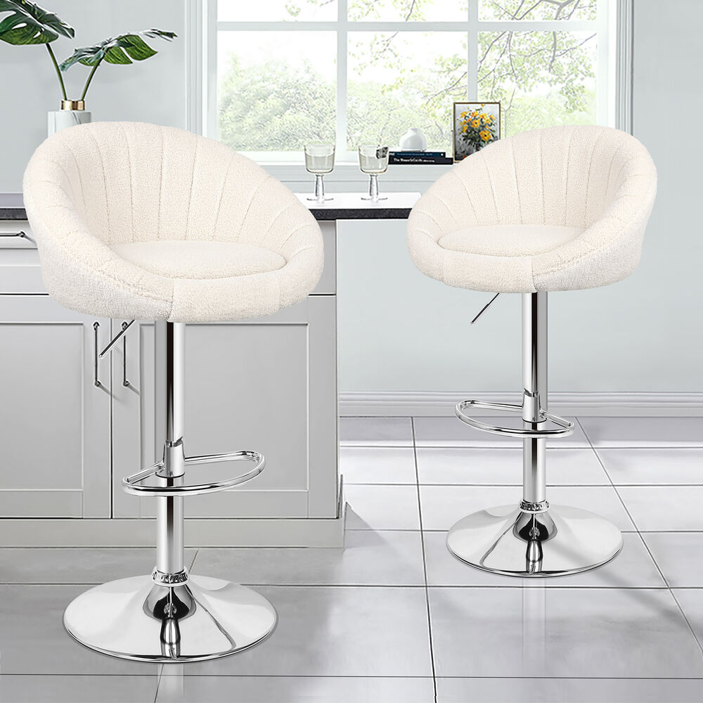 2x ALFORDSON Bar Stools Boucle Fabric Beige