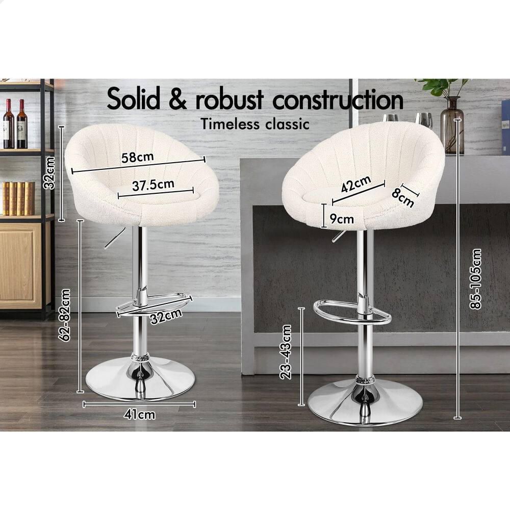 2x ALFORDSON Bar Stools Boucle Fabric Beige