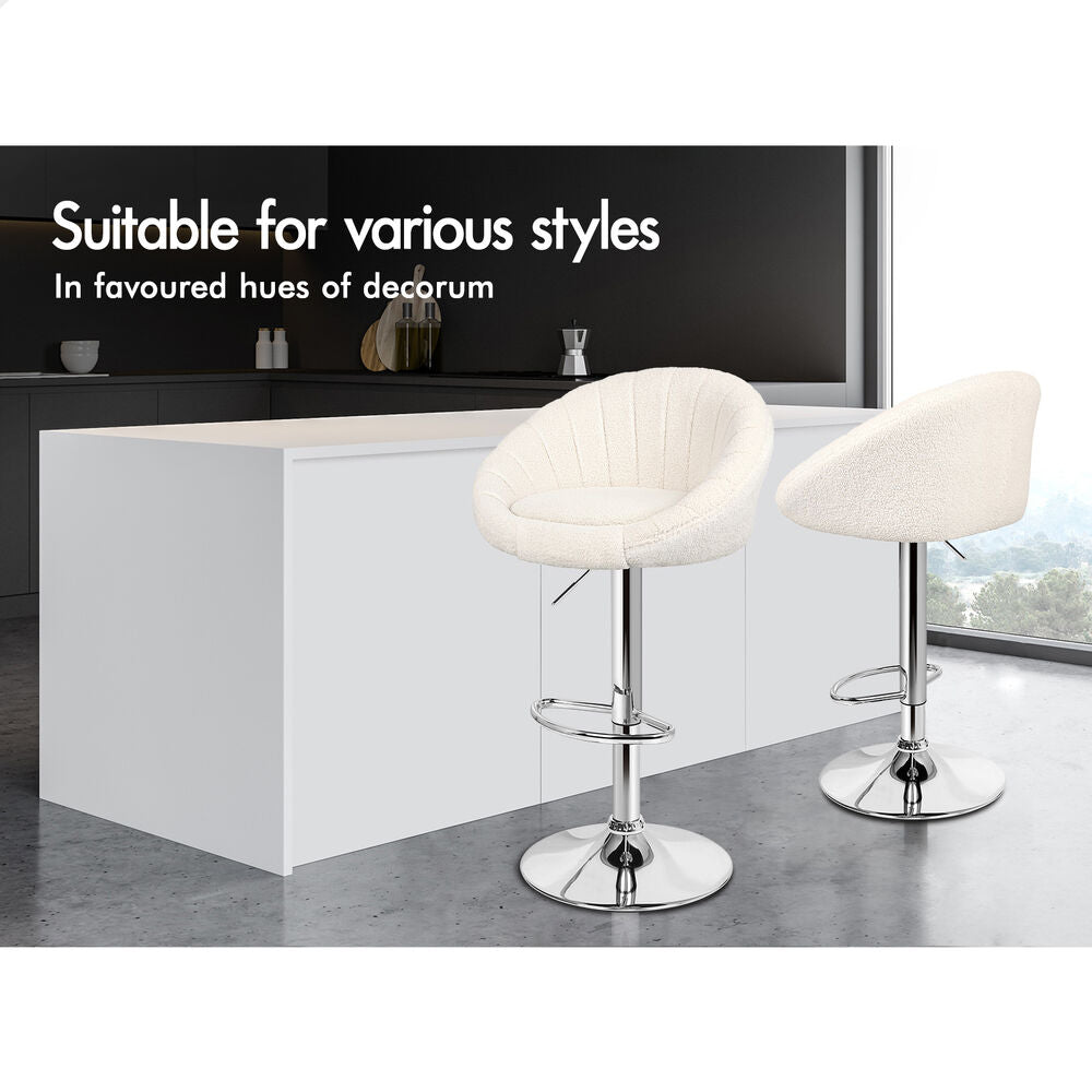 2x ALFORDSON Bar Stools Boucle Fabric Beige