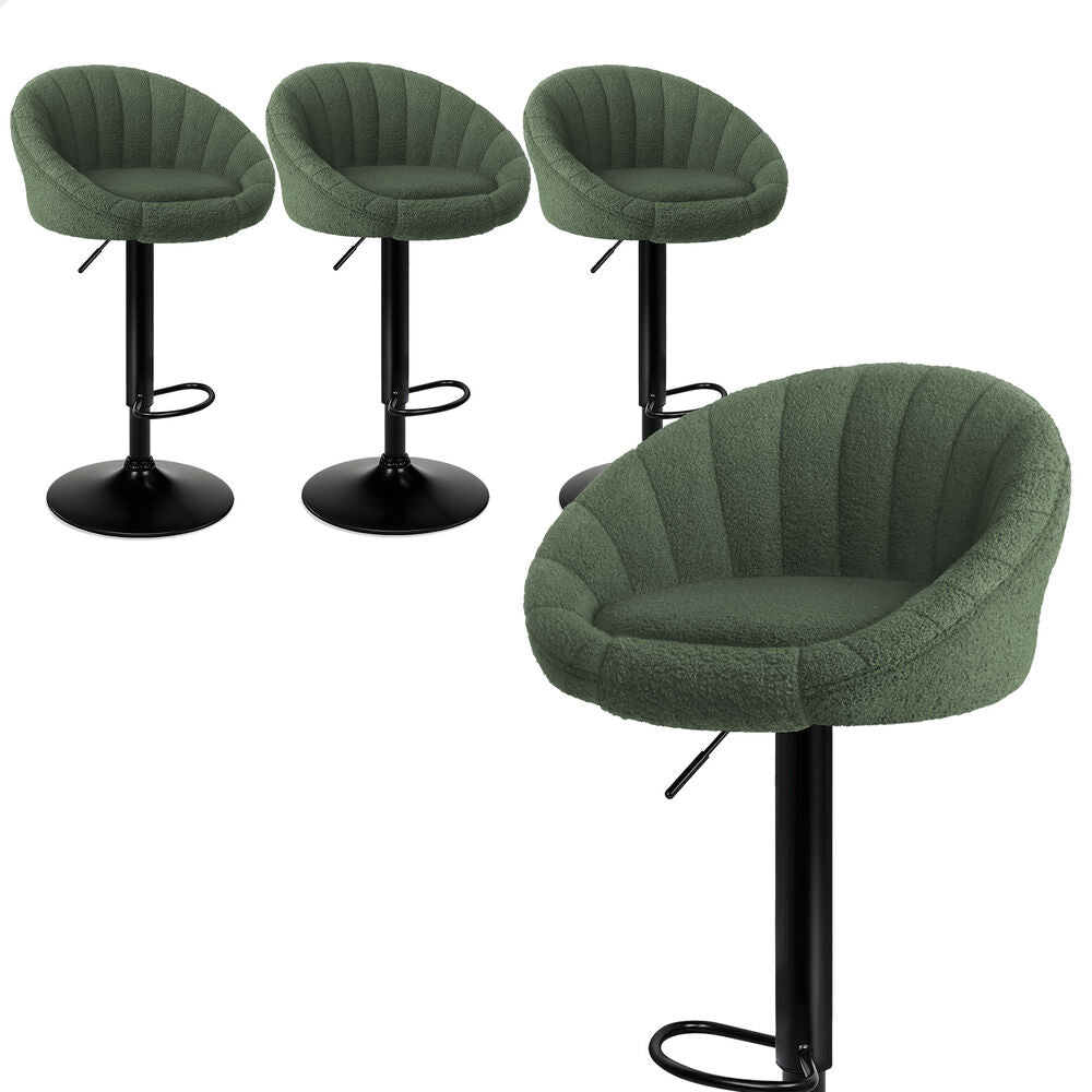 ALFORDSON 4x Bar Stools Gas Lift Sherpa Bar Chairs Kitchen Swivel Susan Green