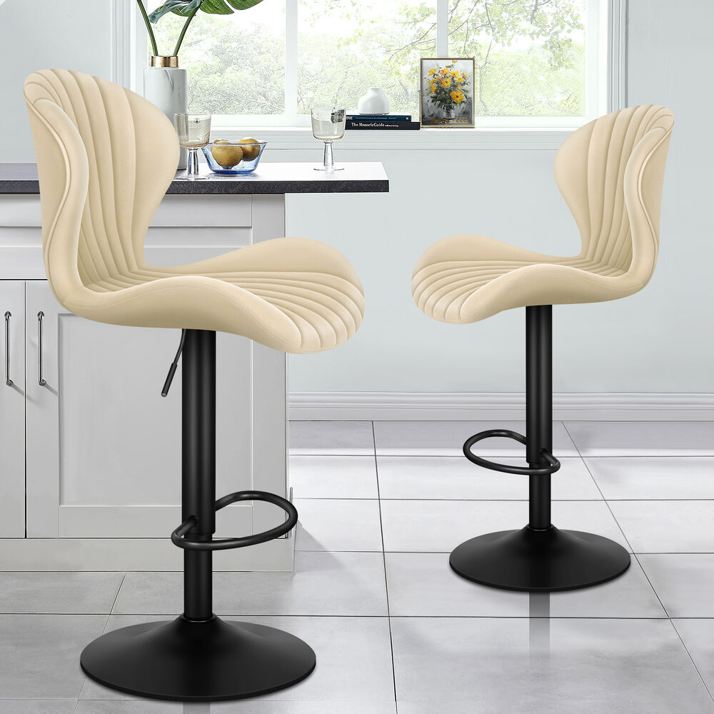 2x ALFORDSON Bar Stools Air Leather Beige