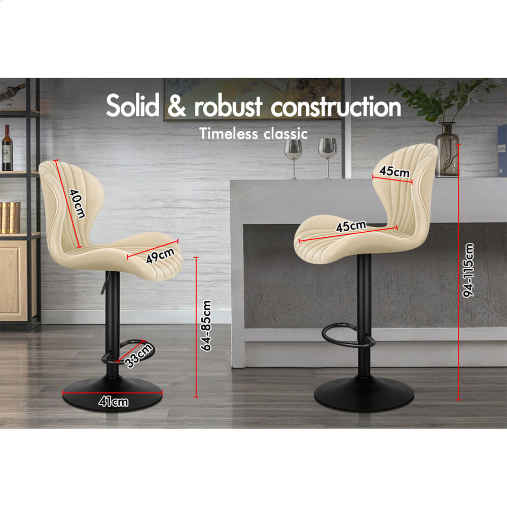 2x ALFORDSON Bar Stools Air Leather Beige