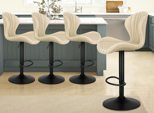 4x ALFORDSON Bar Stools Air Leather Beige