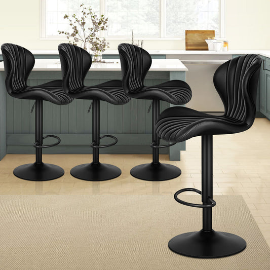 4x ALFORDSON Bar Stools Stella Leather Black