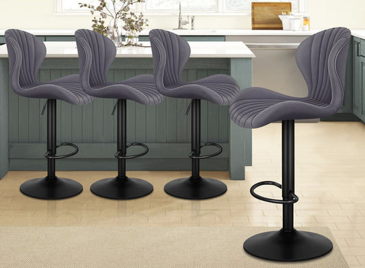 4x ALFORDSON Bar Stools Air Leather Grey