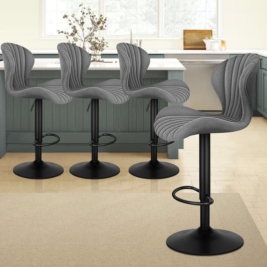4x ALFORDSON Bar Stools Stella Fabric Grey